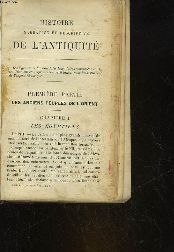 HISTOIRE NARRATIVE ET DESCRIPTIVE DE L'ANTIQUITE
