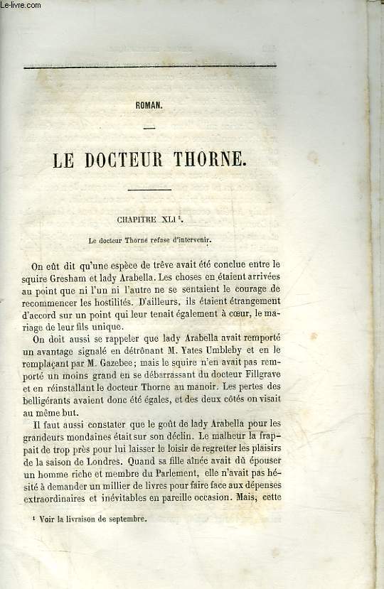 EXTRAIT DE LA REVUE BRITANNIQUE - LE DOCTEUR THORNE