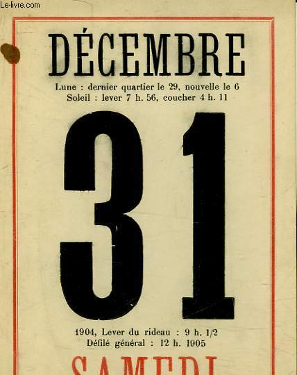 1 PROGRAMME POUR LE REVEILLON DE L'AN 1904