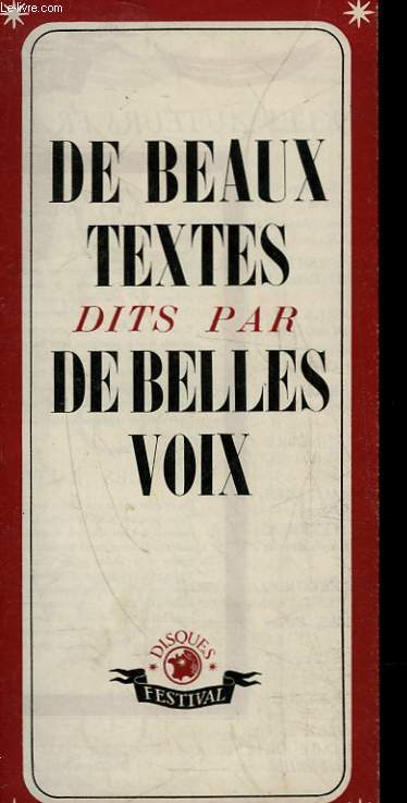 DE BEAUX TEXTES DITS PAR DE BELLES VOIX