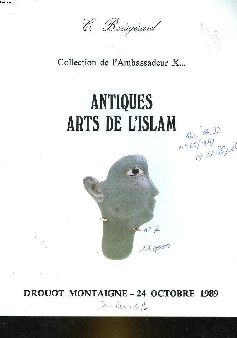 1 CATALOGUE DE VENTE : COLLECTION DE L'AMBASSADEUR X... - ANTIQUES ARTS DE L'ISLAM