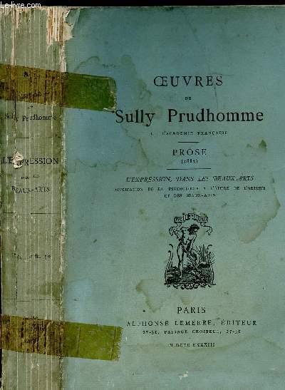 PROSE 1883 - L EXPRESSION DANS LES BEAUX ARTS : application de la psychologie  l'tude de l artiste et des beaux arts