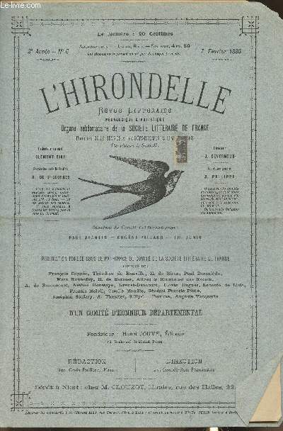 L'hirondelle, revue littraire n6,2e anne- 7 Fvrier 1885