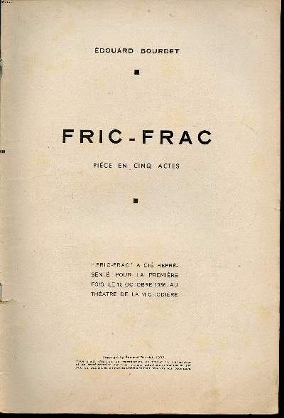 Fric-Frac pice en cinq actes