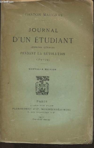 Journal d'un tudiant (Edmond Graud) pendant la Rvolution 1789-1793