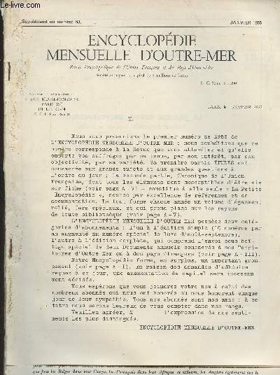 Encyclopdie mensuelle d'Outre-mer, n53- Janvier 1955+ supplment agraf