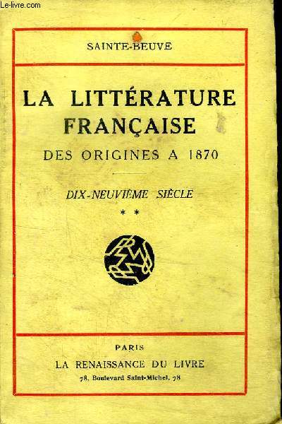 La littrature franaise Des Origines  1870 Dix-neuvime sicle