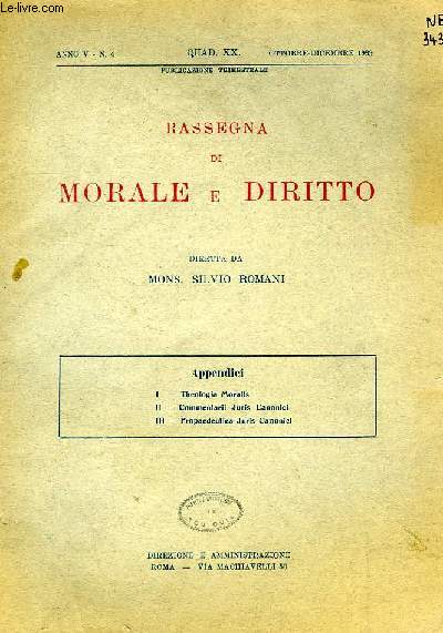 RASSEGNA DI MORALE E DIRITTO, ANNO V, N 4, QUAD. XX, OTTOBRE-DIC. 1939