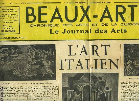 BEAUX-ARTS, CHRONIQUE DES ARTS ET DE LA CURIOSITE, LE JOURNAL DES ARTS, 75e ANNEE, NOUVELLE SERIE, N 124, 17 MAI 1935