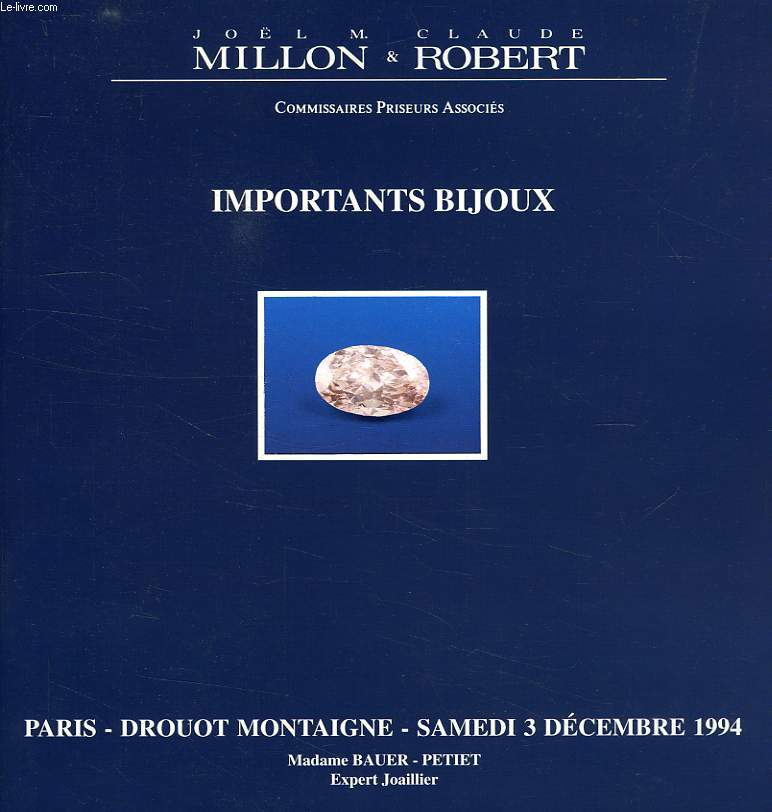 JOEL M. MILLON, CLAUDE ROBERT, IMPORTANTS BIJOUX, DROUOT MONTAIGNE, DEC. 1994