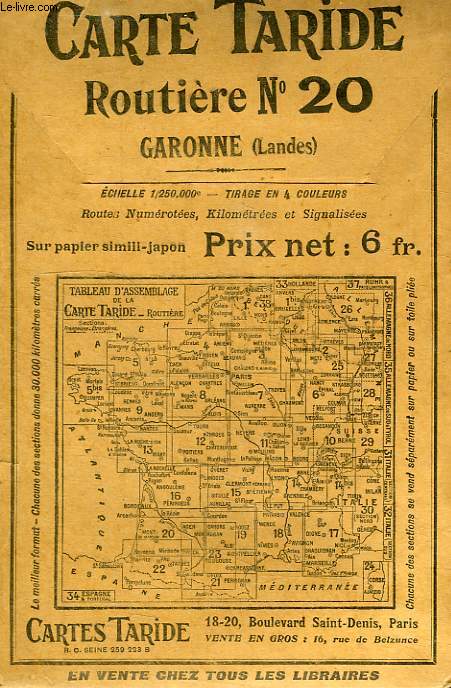CARTE TARIDE, ROUTIERE, N 20, GARONNE - LANDES