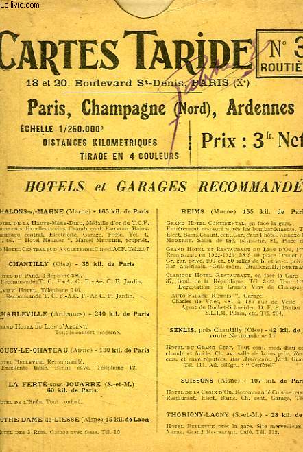 CARTE TARIDE, ROUTIERE, N 3, PARIS, CHAMPAGNE, ARDENNES (NORD)