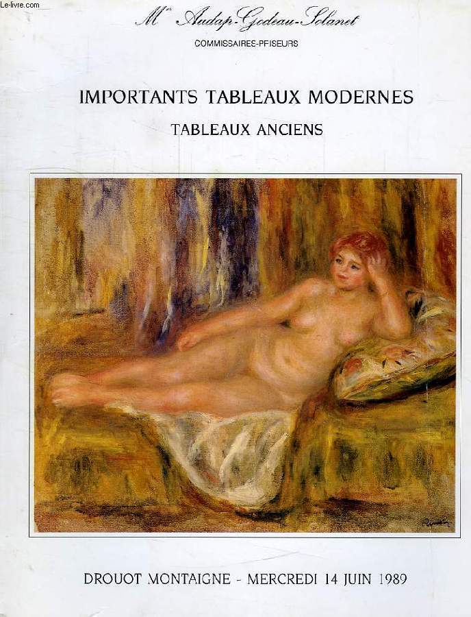 IMPORTANTS TABLEAUX MODERNES, DROUOT-MONTAIGNE, 14 JUIN 1989