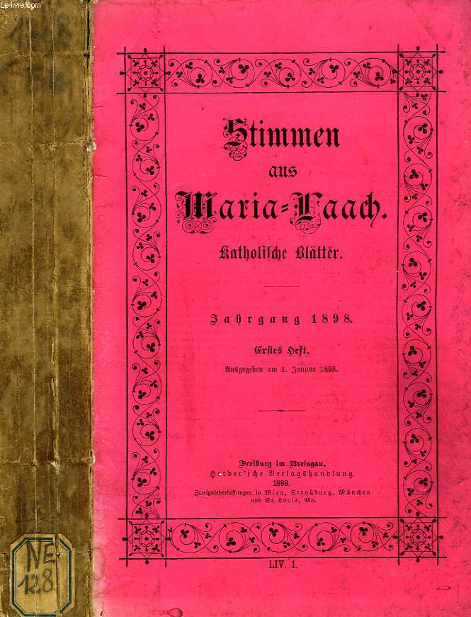 STIMMEN AUS MARIA-LAACH, KATHOLISCHE BLATTER, 1898-1907 (21 VOLUMES)