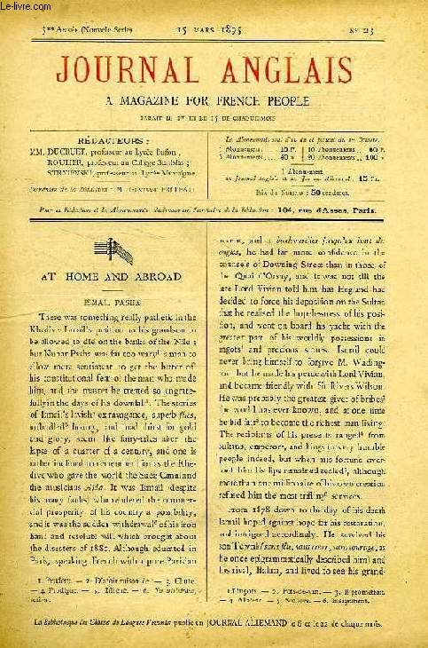 JOURNAL ANGLAIS, A MAGAZINE FOR FRENCH PEOPLE, 3e ANNEE, N 23, 15 MARS 1895