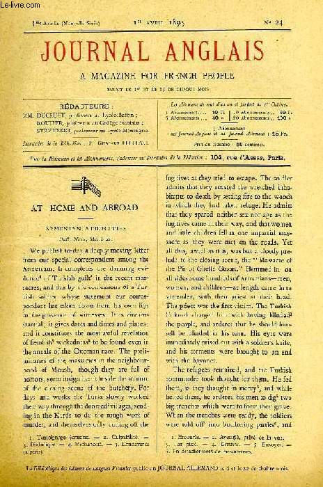 JOURNAL ANGLAIS, A MAGAZINE FOR FRENCH PEOPLE, 3e ANNEE, N 24, Ier AVRIL 1895