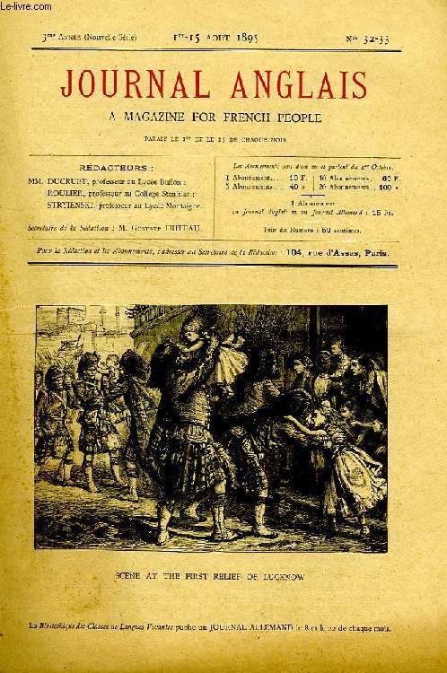 JOURNAL ANGLAIS, A MAGAZINE FOR FRENCH PEOPLE, 3e ANNEE, N 32-33, 1er-15 AOUT 1895