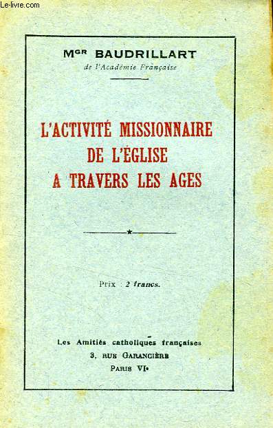 L'ACTIVITE MISSIONNAIRE DE L'EGLISE A TRAVERS LES AGES