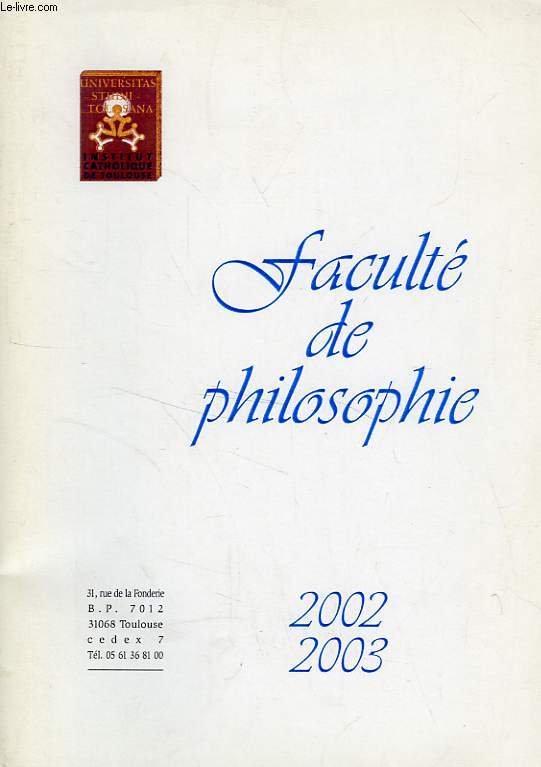 FACULTE DE PHILOSOPHIE, TOULOUSE, 2002-2003