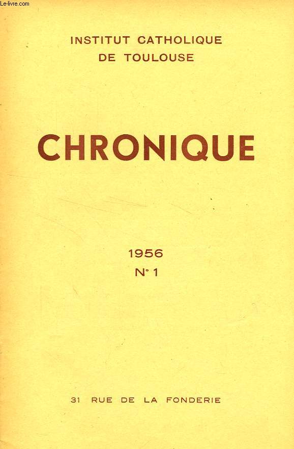 CHRONIQUE, N 1, 1956