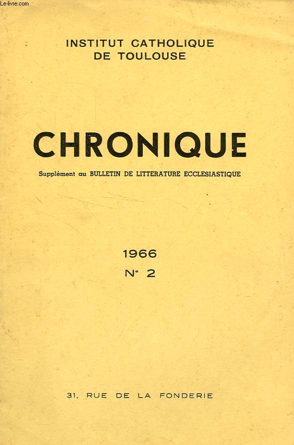 CHRONIQUE, N 2, 1966