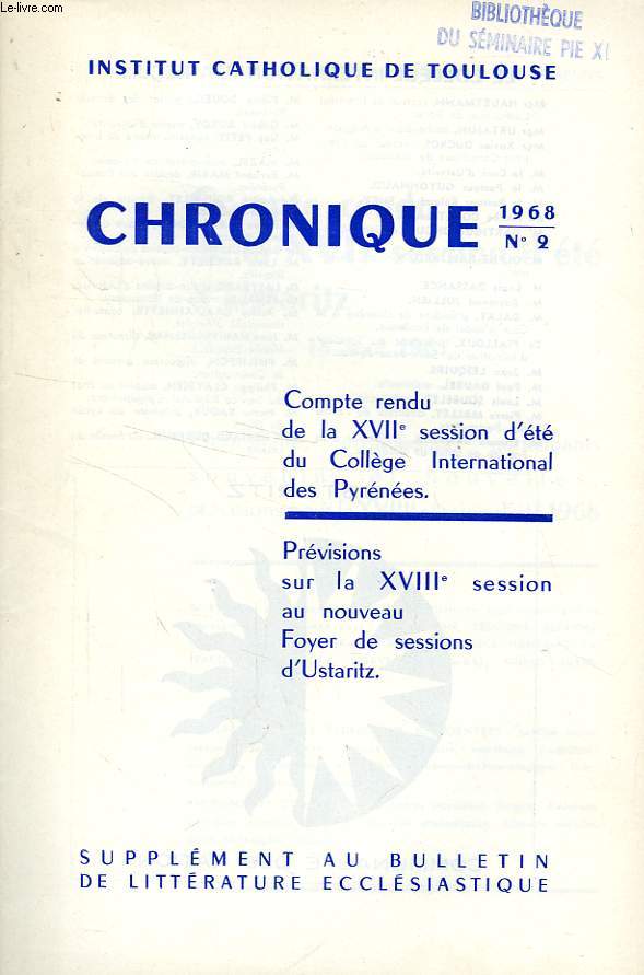 CHRONIQUE, N 2, 1968