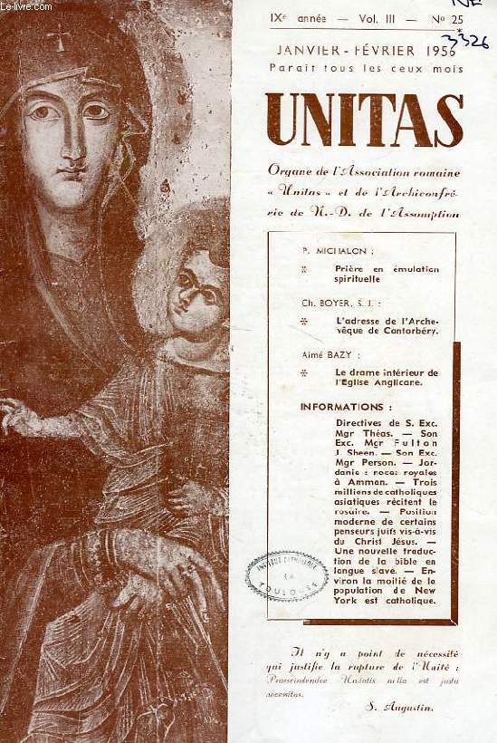 UNITAS, IXe ANNEE, VOL. III, N 25, JAN.-FEV. 1956