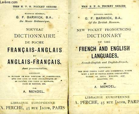 NOUVEAU DICTIONNAIRE DE POCHE FRANCAIS-ANGLAIS ET ANGLAIS-FRANCAIS / NEW POCKET PRONOUNCING DICTIONARY OF THE FRENCH AND ENGLISH LANGUAGES