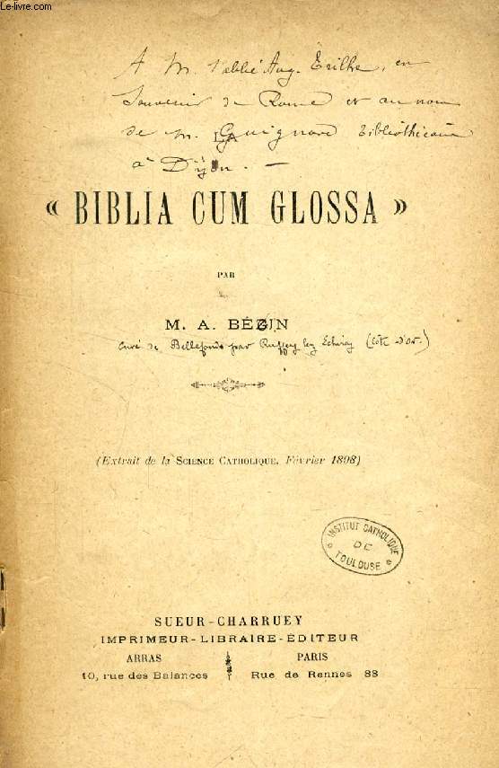 'BIBLIA CUM GLOSSA' (TIRE A PART)