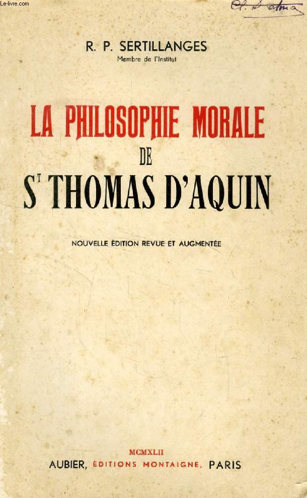 LA PHILOSOPHIE MORALE DE SAINT THOMAS D'AQUIN