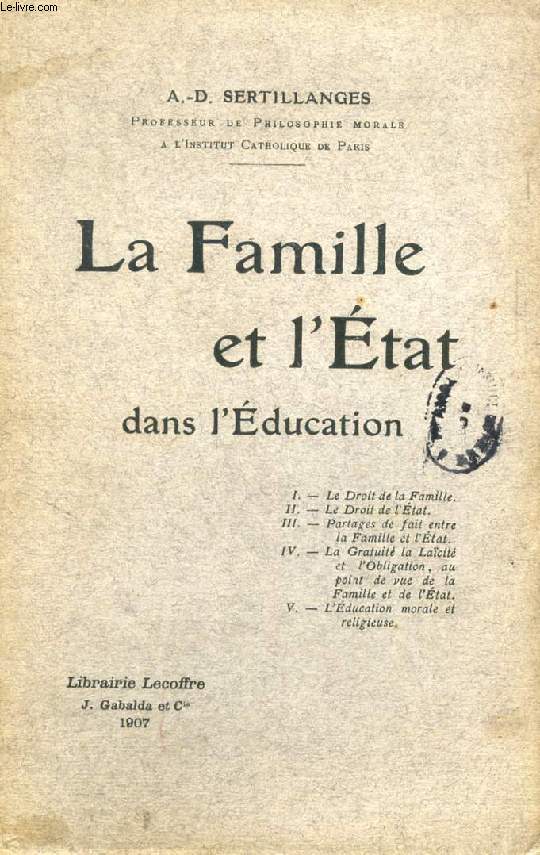 LA FAMILLE ET L'ETAT DANS L'EDUCATION