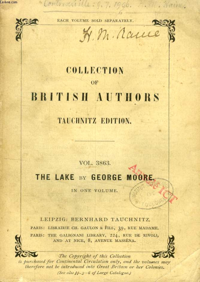 THE LAKE (TAUCHNITZ EDITION, COLLECTION OF BRITISH AND AMERICAN AUTHORS, VOL. 3863)