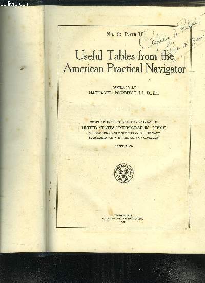USEFUL TABLES FROM THE AMERICAN PRACTICAL NAVIGATOR N 9 PART II