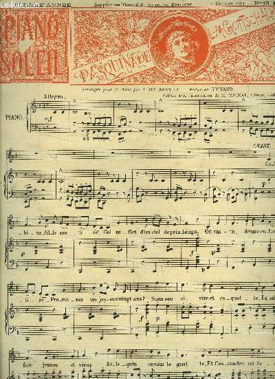 Piano soleil, supplment musical du soleil du dimanche 11 octobre 1891 N 15, sixime anne : pasquinade