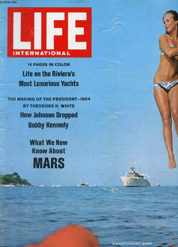LIFE, INTERNATIONAL EDITION, VOL. 39, N 2, JULY 1965 (Contents: Cover. RIVIERA YACHTING: A bikini-clad guest of one of the luxurious yachts sailing the Mediterranean, prepares for a dip in the azure waters. Letters. OF PEACE AND VIOLENCE: A man for...)