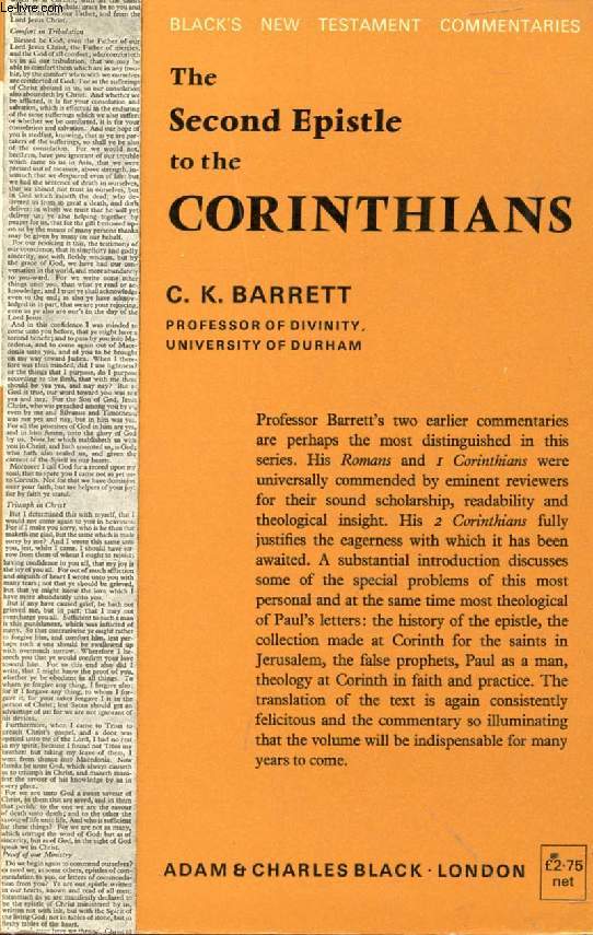 A COMMENTARY ON THE SECOND EPISTLE TO THE CORINTHIANS