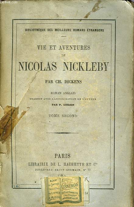 VIE ET AVENTURES DE NICOLAS NICKLEBY, TOME 2 seul
