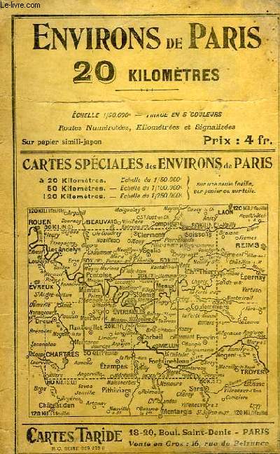 CARTE ROUTIERE DES ENVIRONS DE PARIS 20 KIL AU 50000e (BANLIEUE)