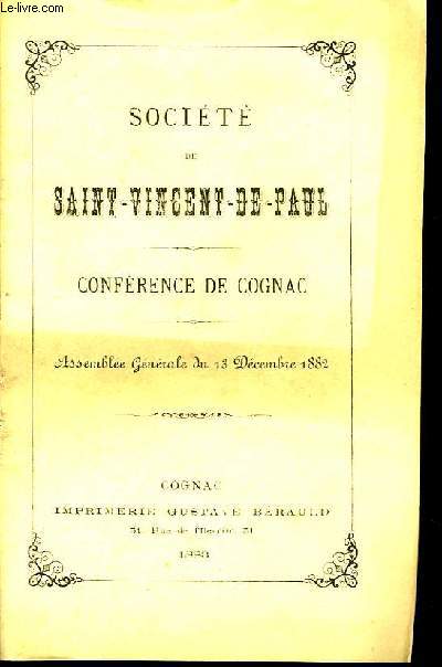 Socit de Saint-Vincent-de-Paul. Confrence de Cognac. Assemble Gnrale du 13 dcembre 1882