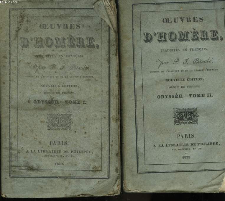 Oeuvres d'Homre. TOMES III et IV : Odyse (Tomes I et II)