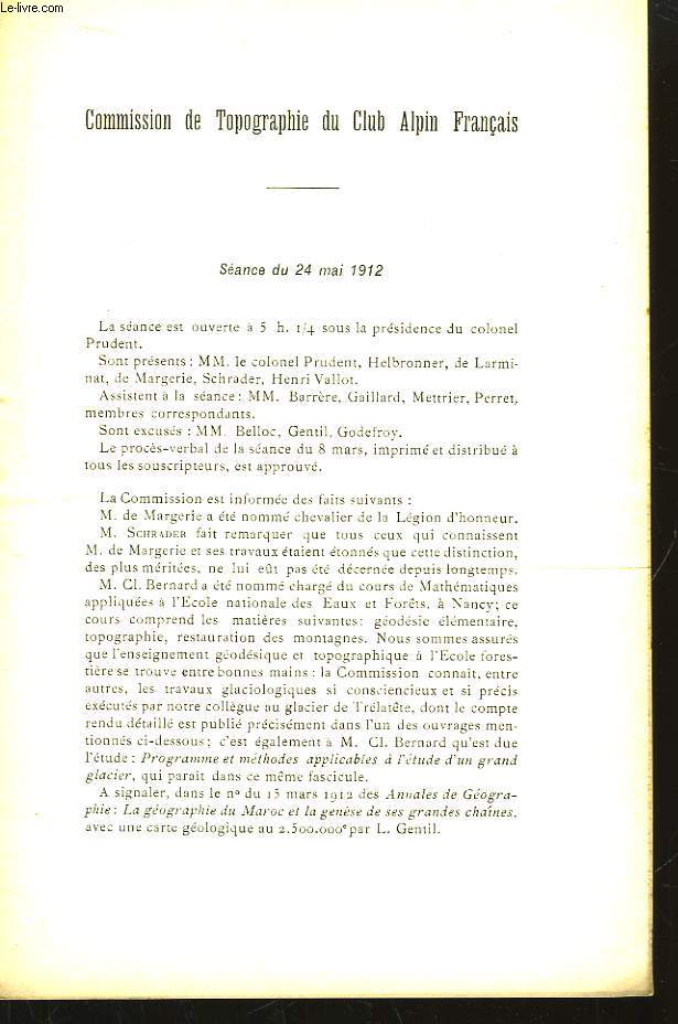 Commission de Topographie du Club Alpin Franais. Procs-verbaux des Sances de l'anne 1912