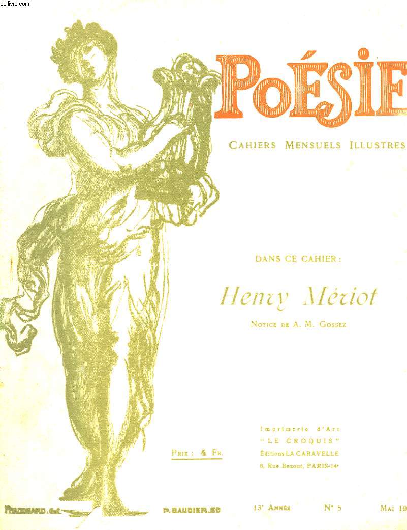 Posie. Cahiers mensuels illustrs. N5 - 13me anne : Henry Mriot.