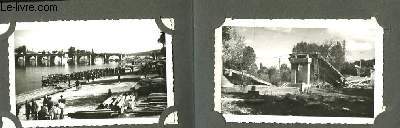 Petit carnet de 9 photographies originales, en noir et blanc, de batiments et monuments dtruits.