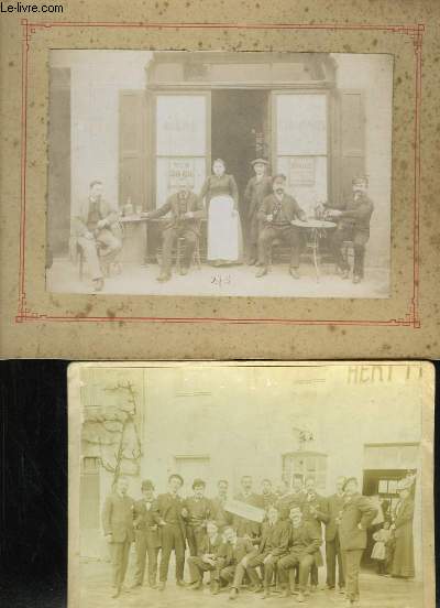 Lot de 11 photographies originales non situes (Vers Marseille) + 1 Carnet souvenir, reprsentant diffrents regroupements (scolaires ou commerciaux), en pose dans les rues ou en campagne.