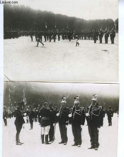 Lot de 2 photographies anciennes originales en noir et blanc, d'un dfil militaire  Granoble. Annes 1940 - 1950