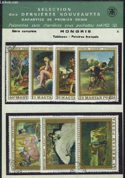 Collection de 7 timbres-poste oblitrs, de Hongrie - Srie de Tableaux, Peintres Franais.