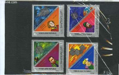 Collection de 4 timbres-poste neufs, du Rpublique Arabe du Ymen. Srie : Dcouverte de l'Univers; Nicols Copernic, Claudius Ptolemy, Michelangels, Tycho Brah.