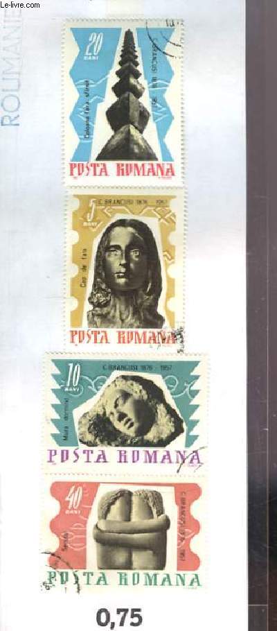 Collection de 4 timbres-poste, neufs et oblitrs, de Roumanie. Srie : Bustes en bronze.