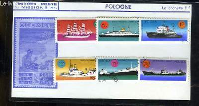Collection de 6 timbres-poste oblitrs, de Pologne. Srie bateaux, voiliers et paquebots.