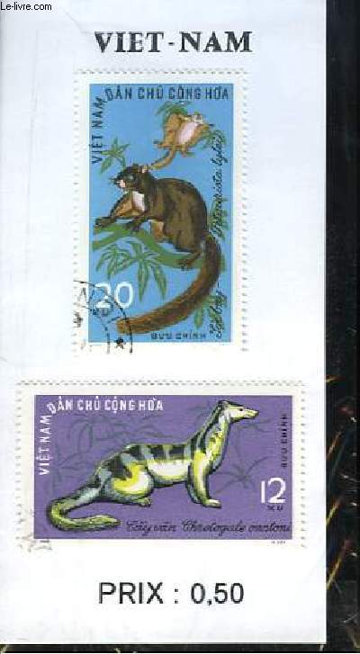 Pochette de 2 timbres-poste oblitrs, du Viet-Nam.
